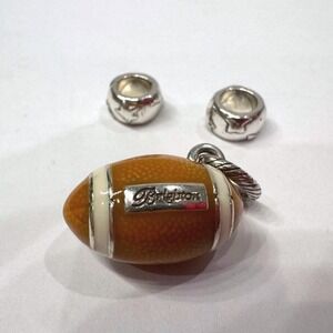 Brighton Football Pendant Charm Set Womens OS Brown Silver Heart Sporty Spacer